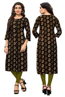 Black printed  rayon kurti 5