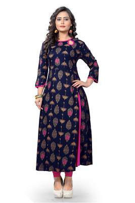 Blue printed  rayon kurti 1