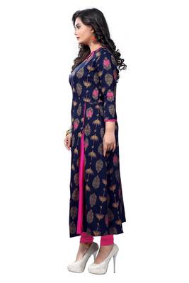 Blue printed  rayon kurti 3