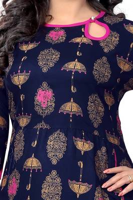 Blue printed  rayon kurti 4