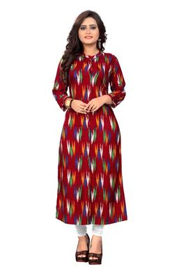 Maroon printed  rayon kurti 1