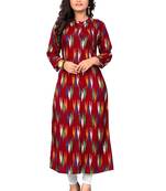 Maroon printed  rayon kurti