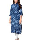 blue printed rayon kurti