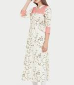 Off white printed  cotton kurti