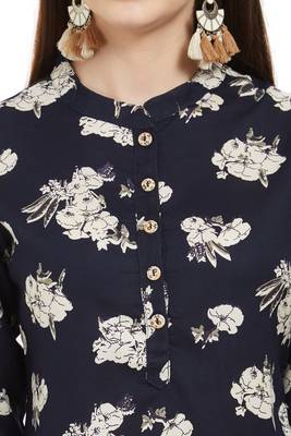 Black printed  rayon kurti 3