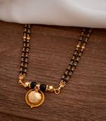 Black beads mangalsutra with cap (7+1) with single vati one gram gold
