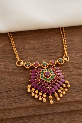  double line necklace 30" with ruby pendant one gram gold 1