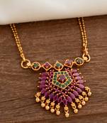  double line necklace 30" with ruby pendant one gram gold