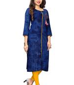 Blue embroidered rayon kurti
