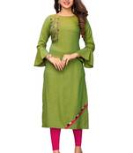 Green embroidered  rayon kurti