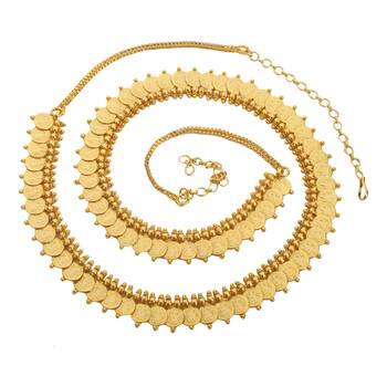Gold Pated Polki  Agate Waist Belt 1