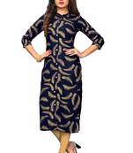 Navy blue printed   rayon kurti