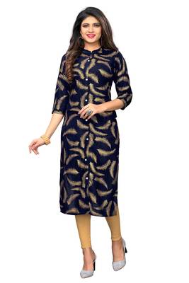 Navy blue printed   rayon kurti 2