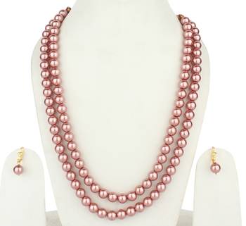 2 Layered Pink Pearl Necklace Sets 1