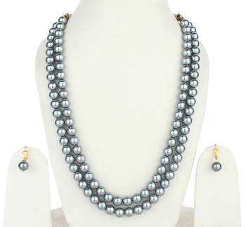 2  Layered Grey Pearl Necklace Sets 1