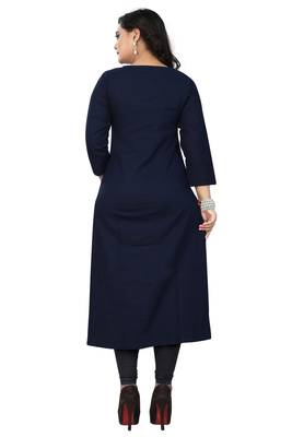 Navy blue embroidered cotton kurti 2