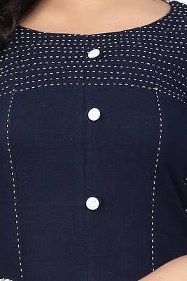Navy blue embroidered cotton kurti 4