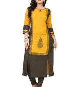 Yellow printed cotton kurti