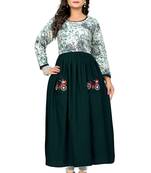Green embroidered  rayon kurti