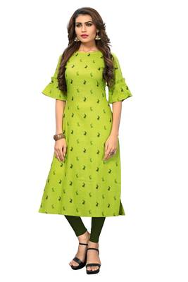 Green printed rayon kurti 2