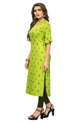 Green printed rayon kurti 3