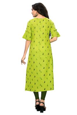 Green printed rayon kurti 4