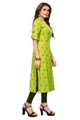Green printed rayon kurti 5