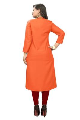 Orange embroidered rayon kurti 2
