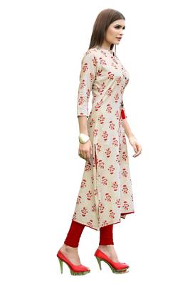 Off white printed rayon kurti 3