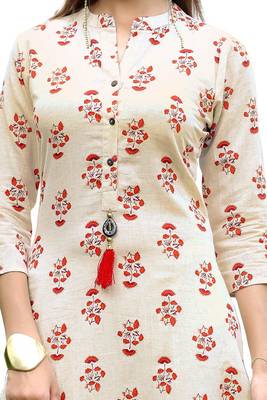 Off white printed rayon kurti 5