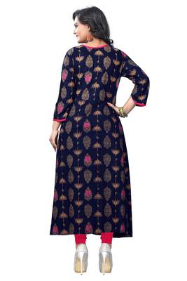 Navy blue printed rayon kurti 2