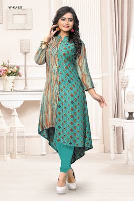 Multicolor printed rayon kurti 1