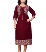 Maroon printed rayon kurti