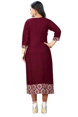 Maroon printed rayon kurti 2