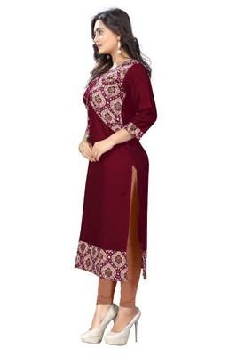 Maroon printed rayon kurti 3