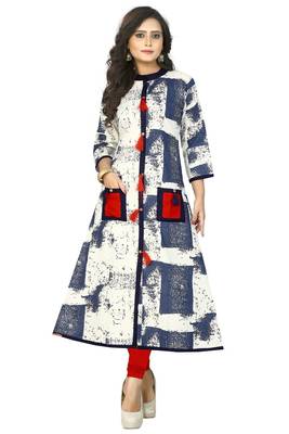 Blue  printed rayon kurti 1