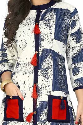 Blue  printed rayon kurti 4