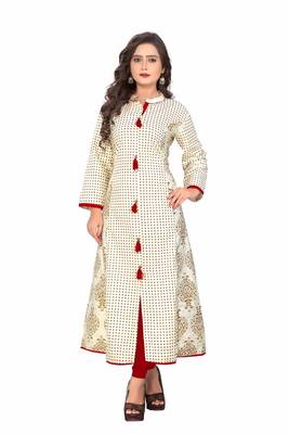 White printed cotton kurti 1