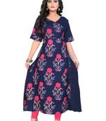 Dark blue printed rayon kurti