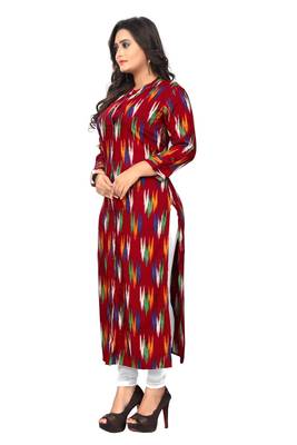 Maroon printed  rayon kurti 5