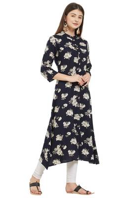 Black printed  rayon kurti 1