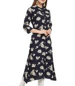 Black printed  rayon kurti