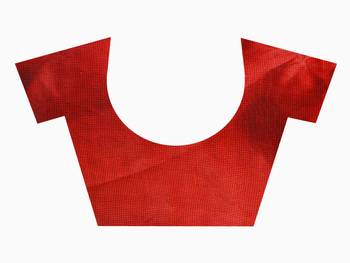 Red printed art silk saree with blouse 5