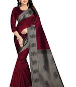 Red printed art silk saree with blouse