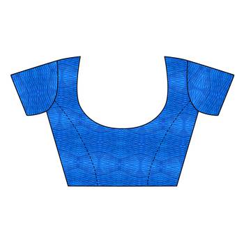Blue printed art silk saree with blouse 5