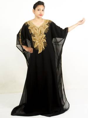 Black embroidered georgette islamic kaftans 1