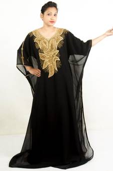 Black embroidered georgette islamic kaftans