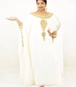 White embroidered georgette islamic kaftans
