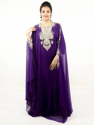 Purple Georgette Stone Work Kaftan 1