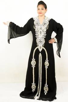 Black embroidered georgette islamic kaftans